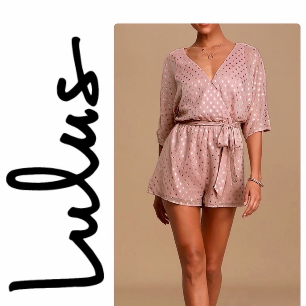 Pink Polka Dot Wrap Romper